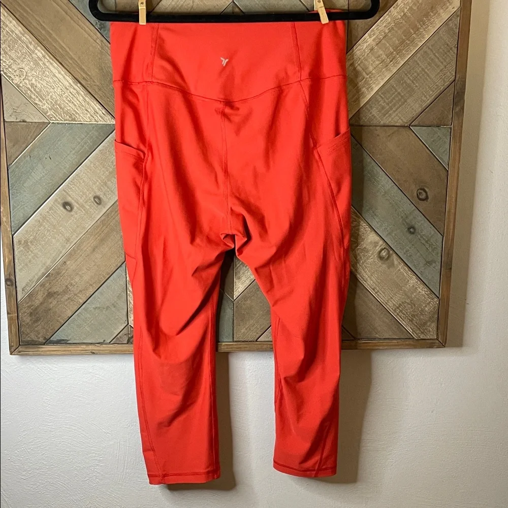 Bold Red High-Waisted Leggings with Matching Sports Bra Tank, size L - Picture 3 of 11